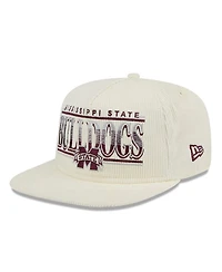 New Era Men's White Mississippi State Bulldogs Throwback Golfer Corduroy Snapback Hat