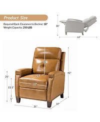 Sickel Modern Manual Recliner with Nailhead Trim