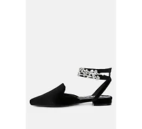 Salome Womens Embellished Ankle Strap Velvet Mules