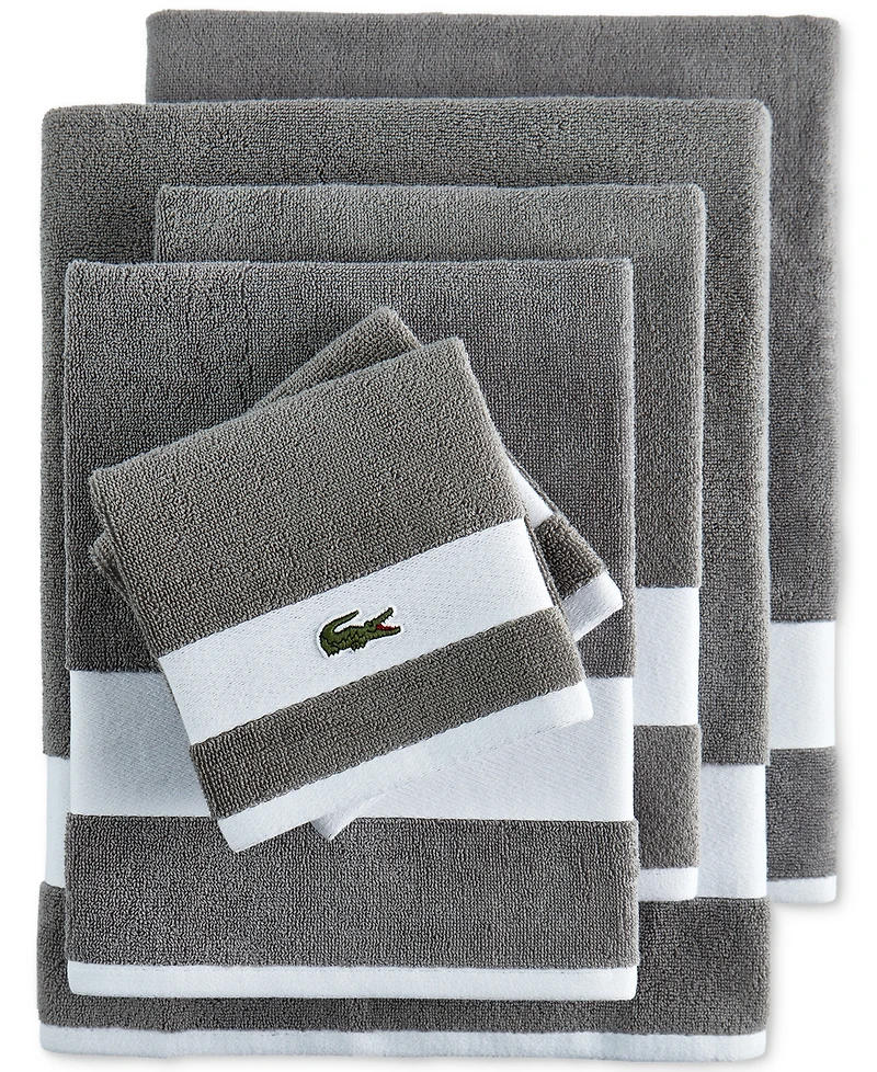 Lacoste Home Heritage Sport Stripe Logo Cotton 6-Pc. Bath Towel Set