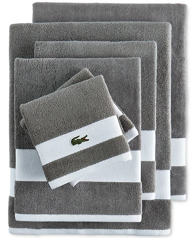 Lacoste Home Heritage Sport Stripe Logo Cotton 6-Pc. Bath Towel Set