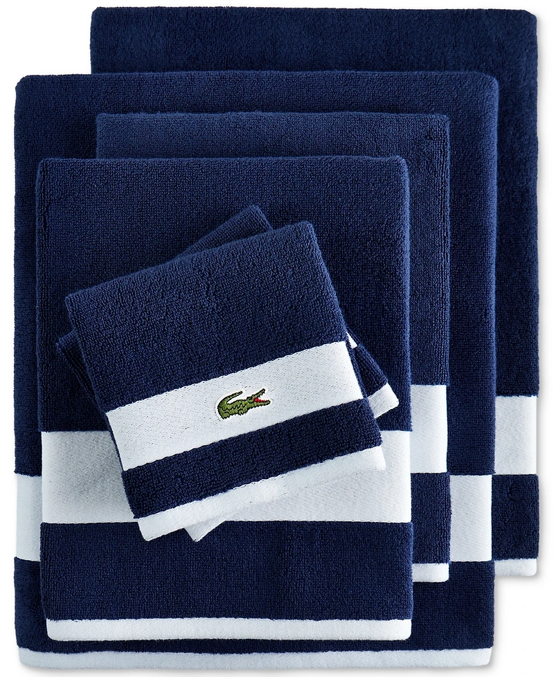 Lacoste Home Heritage Sport Stripe Logo Cotton 6-Pc. Bath Towel Set