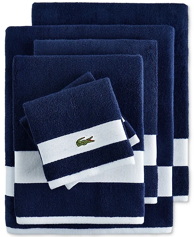 Lacoste Home Heritage Sport Stripe Logo Cotton 6-Pc. Bath Towel Set