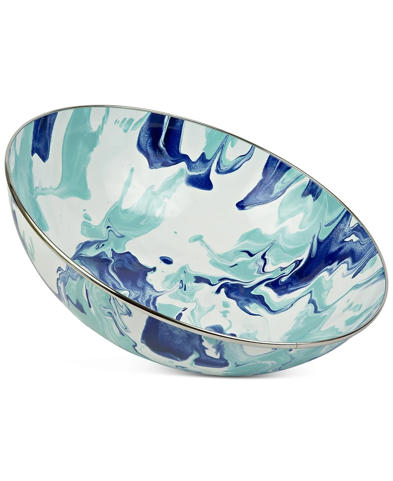 Golden Rabbit Lagoon Enameled Steel Large Serving Bowl