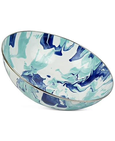 Golden Rabbit Lagoon Enameled Steel Large Serving Bowl