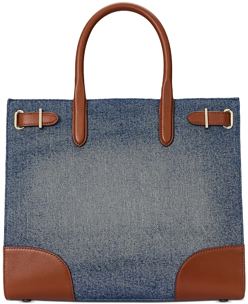 Lauren Ralph Lauren Devyn Denim with Leather Trim Medium Tote Bag