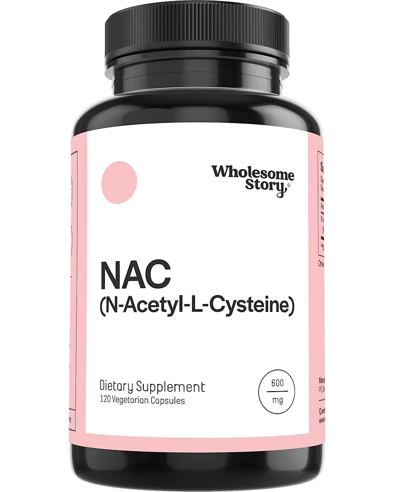 Wholesome Story Nac Supplement N Acetyl Cysteine 600 mg | Liver, Lung, & Fertility Support | 120 Capsules | 30 Day Supply