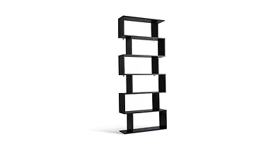 6-Tier S-Shaped Bookcase Z-Shelf Style Storage Bookshelf