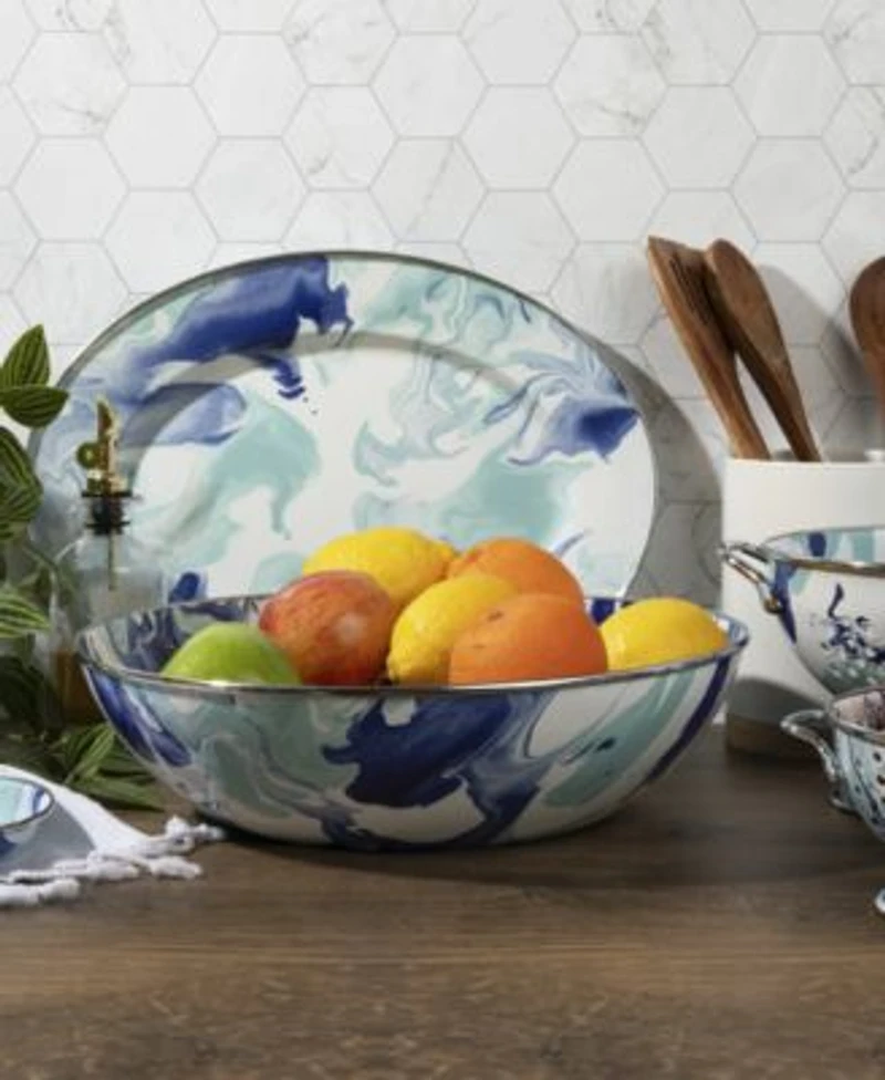 Golden Rabbit Lagoon Enameled Steel Dinnerware Serving Collection