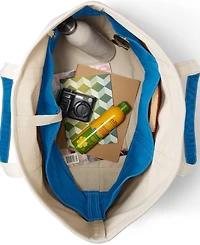 Lands' End 5 Pocket Open Top Long Handle Canvas Tote Bag