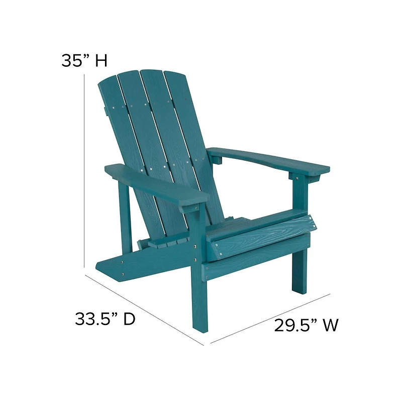 Riviera Azure Adirondack Patio Chairs With Vertical Lattice Back And Weather Resistant Frame