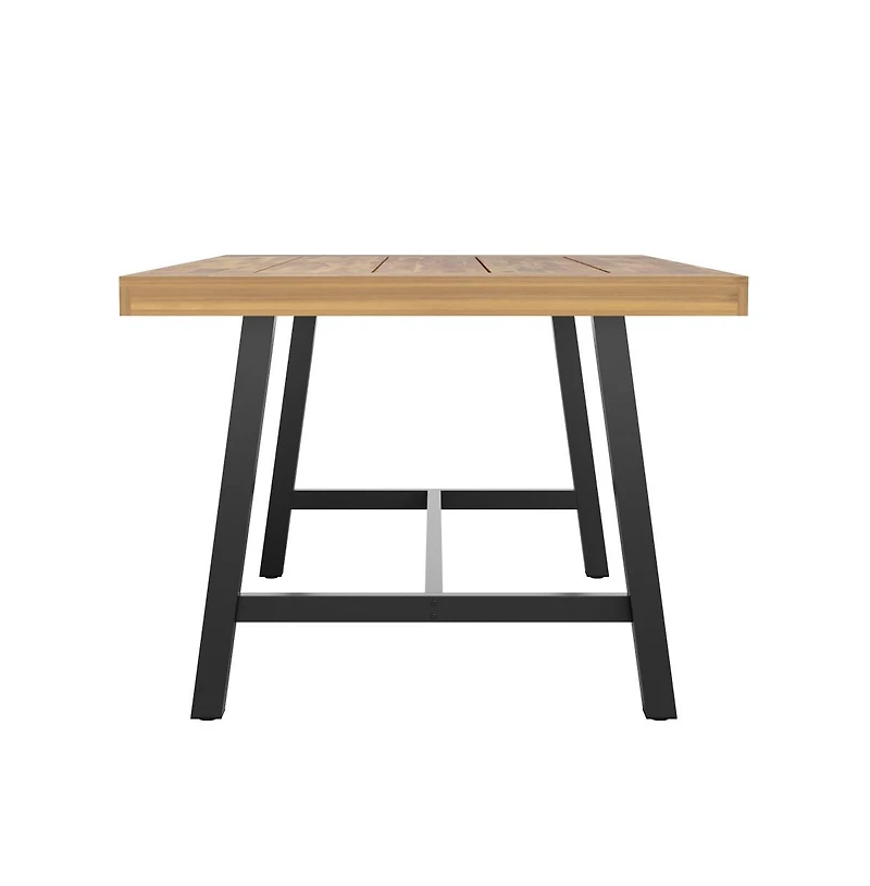 Zuli Solid Acacia Wood Dining Table With Metal Legs For Indoor And Outdoor Use