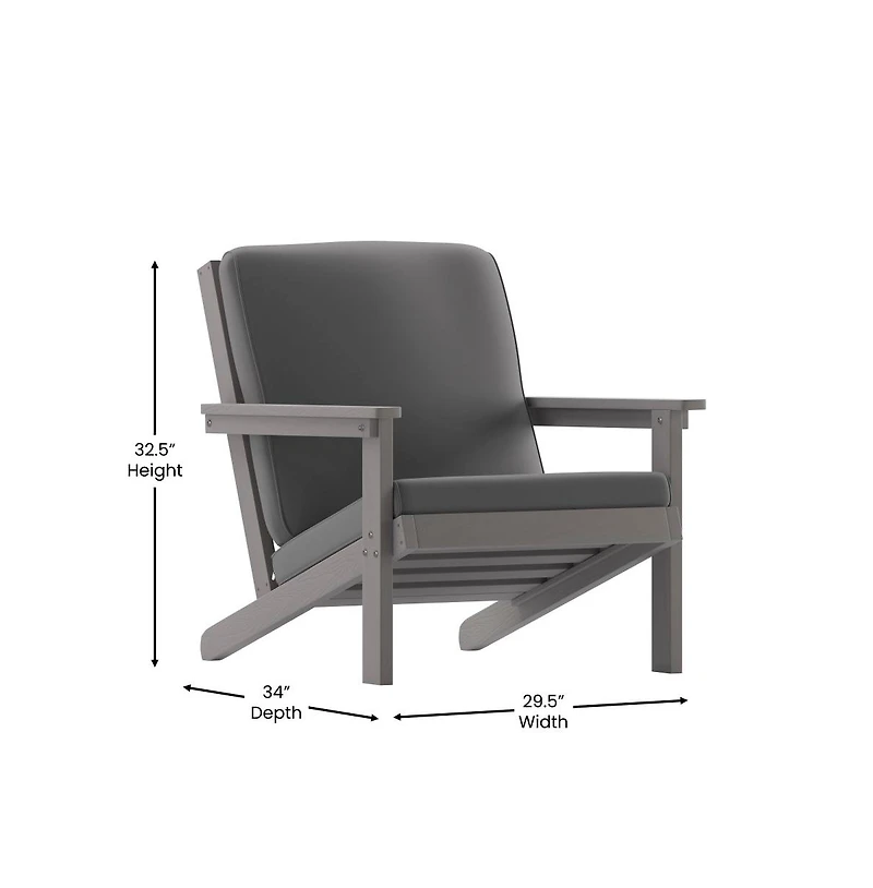 Riviera All-Weather Poly Resin Wood Adirondack Style Deep Seat Patio Club Chair With Cushions