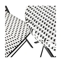 Emma+Oliver Ciel Three Piece Folding Bistro Set Pe Rattan With Metal Frames For Indoor And Outdoor Use