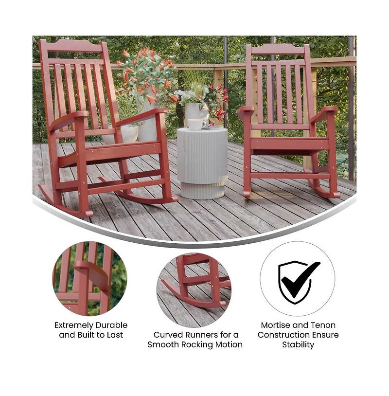 Merrick Lane Set Of 2 Hillford Poly Resin Indoor/Outdoor Rocking Chairs