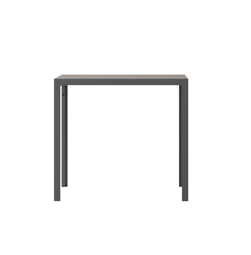 Fena 55" X 31.5" Outdoor Dining Table With Faux Teak Poly Slat Top And Metal Frame