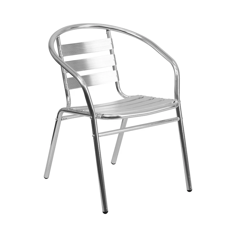 31.5'' Round Aluminum Indoor-Outdoor Table Set With 2 Slat Back Chairs