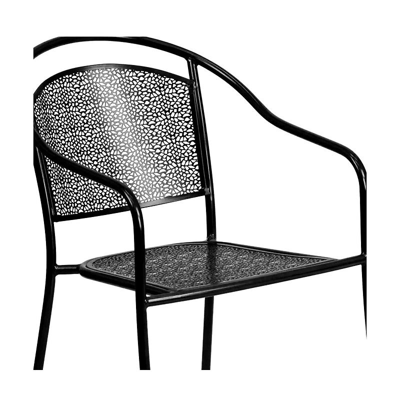 Commercial 35.25" Round Metal Garden Patio Table Set W/ 4 Back Chairs