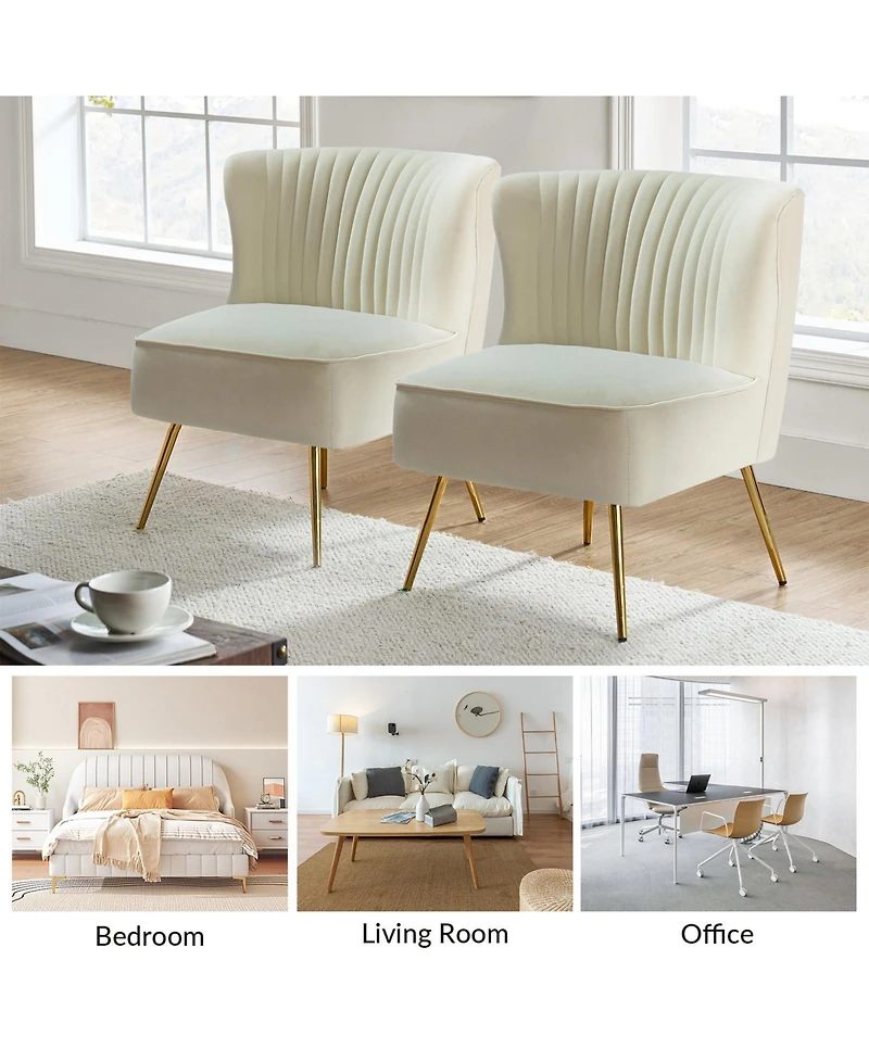 Hulala Home Velvet Accent Chair with Gold Metal Legs for Bedroom Guest Room Vanity