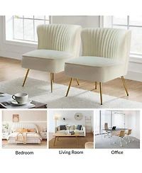 Hulala Home Velvet Accent Chair with Gold Metal Legs for Bedroom Guest Room Vanity