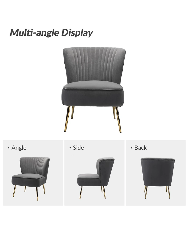 Hulala Home Velvet Accent Chair with Gold Metal Legs for Bedroom Guest Room Vanity