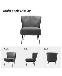 Hulala Home Velvet Accent Chair with Gold Metal Legs for Bedroom Guest Room Vanity