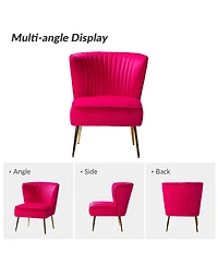 Hulala Home Velvet Accent Chair with Gold Metal Legs for Bedroom Guest Room Vanity