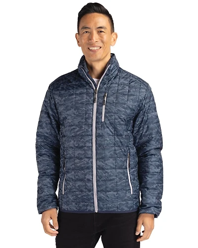 Cutter & Buck Men's Rainier PrimaLoft Eco Insulated Full Zip Printed Puffer Jacket