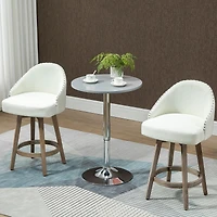 Homcom Fabric Bar stools Set of 2 Stools for Kitchen Counter with Nailhead Trim, White