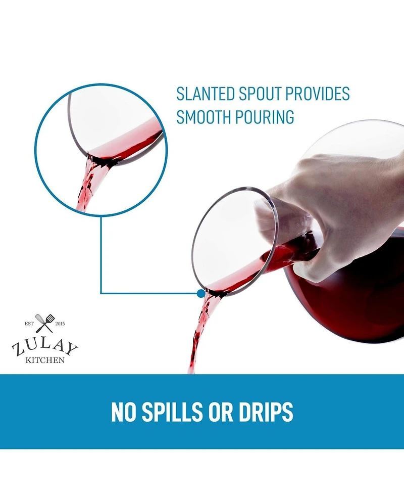 Zulay Kitchen Crystal Red Wine Decanter - 100% Hand Blown Lead-Free Glass Wine Aerator (1800ml)