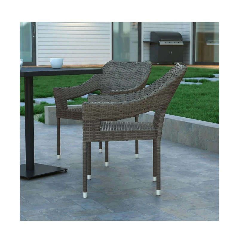 Embry All-Weather Indoor/Outdoor Stacking Patio Dining Chair With Steel Frame And Weather Resistant Pe Rattan