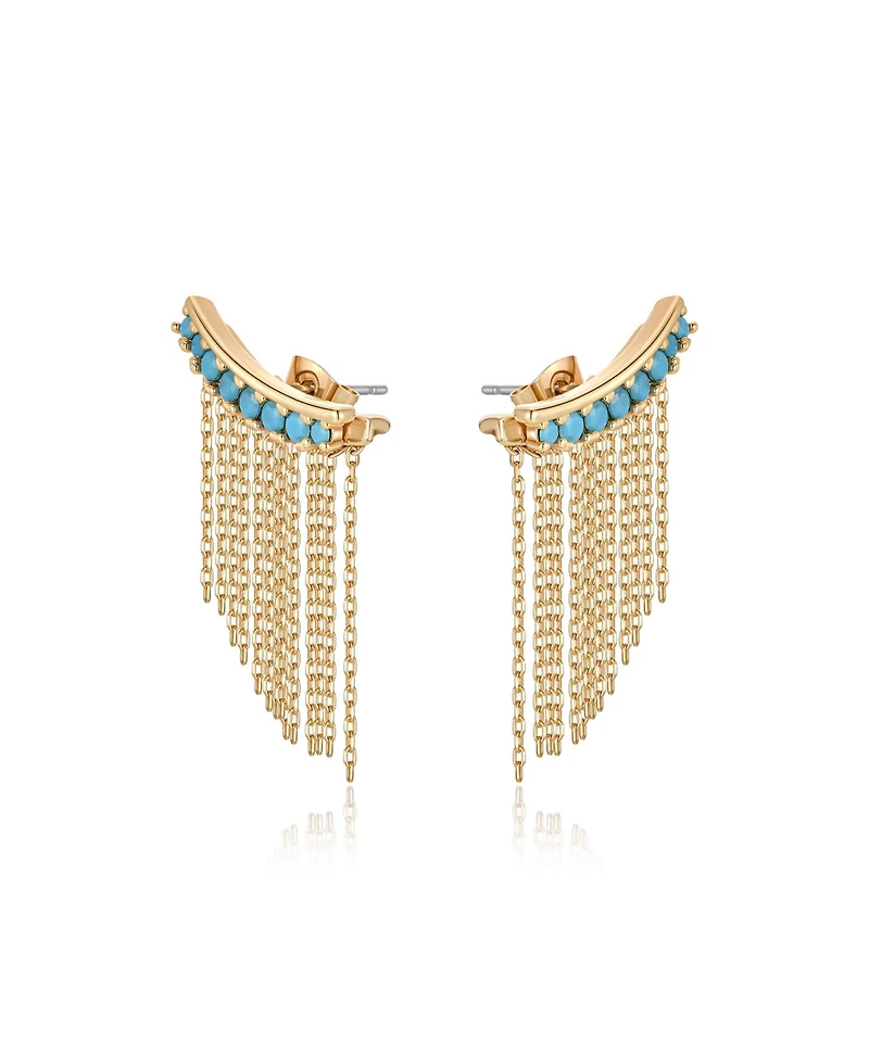 Ettika Turquoise Bead 18k Gold Plated Ear Crawler