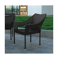 Embry All-Weather Indoor/Outdoor Stacking Patio Dining Chairs With Steel Frame And Weather Resistant Pe Rattan