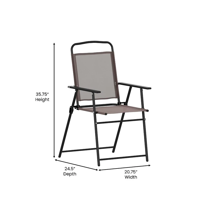Munroe Set Of Textilene Folding Sling Style Patio Chairs With Armrests