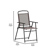 Munroe Set Of Textilene Folding Sling Style Patio Chairs With Armrests