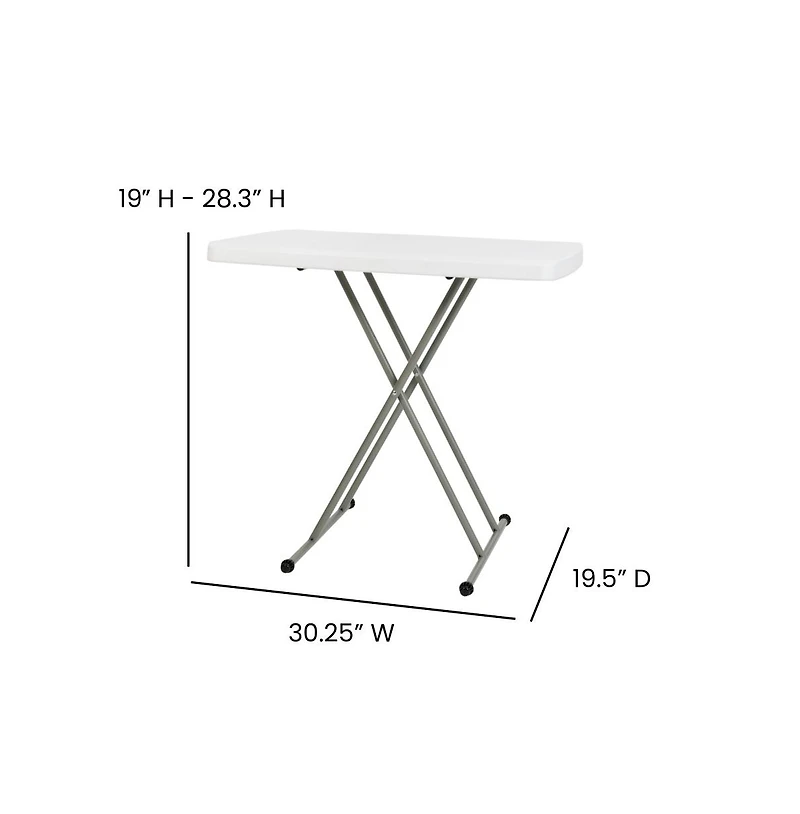 Height Adjustable Plastic Folding Tv Tray/Laptop Table In Granite White