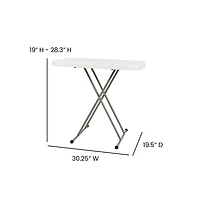 Height Adjustable Plastic Folding Tv Tray/Laptop Table In Granite White