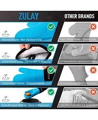 Zulay Kitchen Non Slip Grip Oven Mitts Heat Resistant - Long Protective Gloves