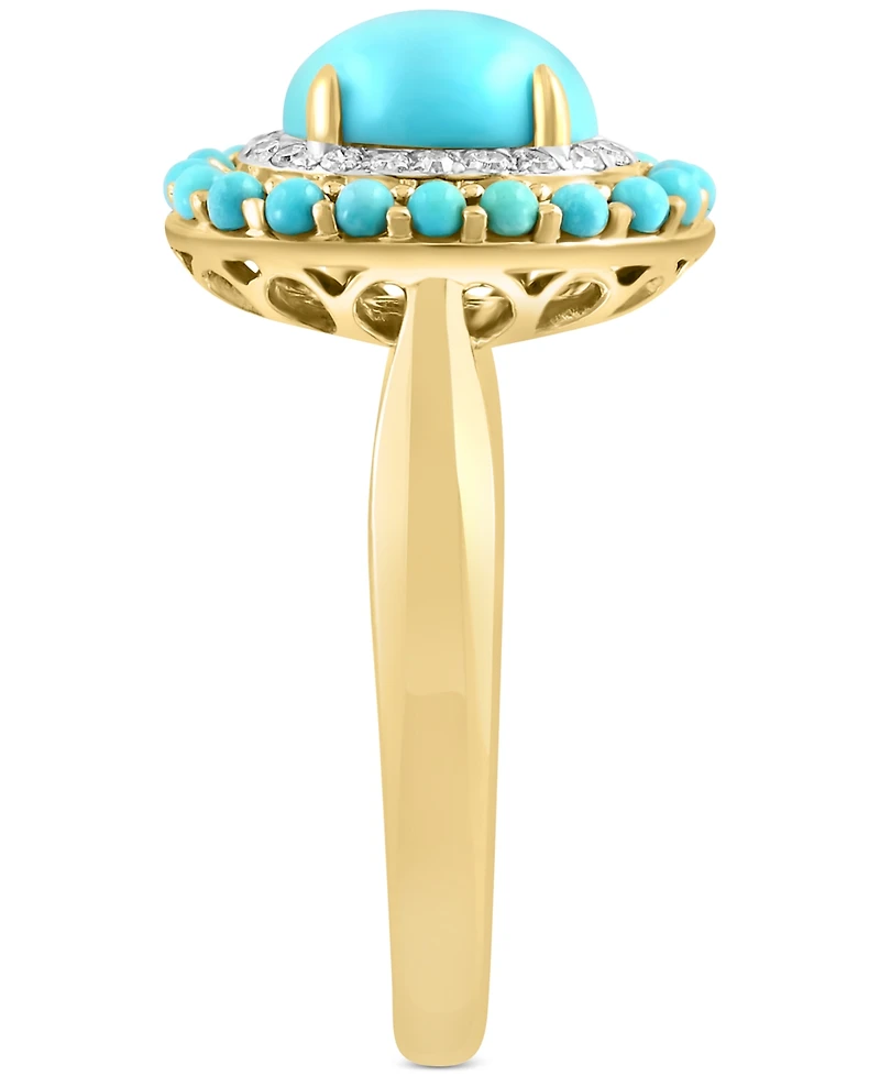 Effy Turquoise & Diamond (1/10 ct. t.w.) Halo Ring in 14k Gold