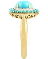 Effy Turquoise & Diamond (1/10 ct. t.w.) Halo Ring in 14k Gold