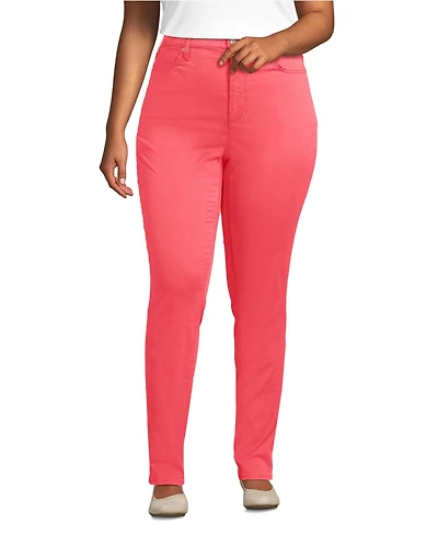 Lands' End Women's Plus High Rise Slimming 5 Pocket Chino Slim Leg Pants