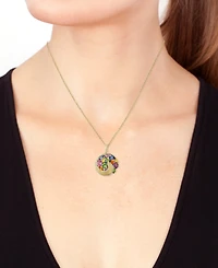 Effy Multi-Gemstone (2-3/8 ct. t.w.) & Diamond (1/4 ct. t.w.) Swirl Cluster 18" Pendant Necklace in 14k Gold