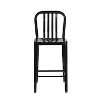 Merrick Lane Santorini Galvanized Steel Indoor/Outdoor Counter Bar Stool With Slatted Back And Powder Coated Finish