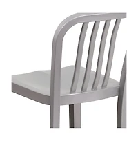 Merrick Lane Santorini Galvanized Steel Indoor/Outdoor Counter Bar Stool With Slatted Back And Powder Coated Finish