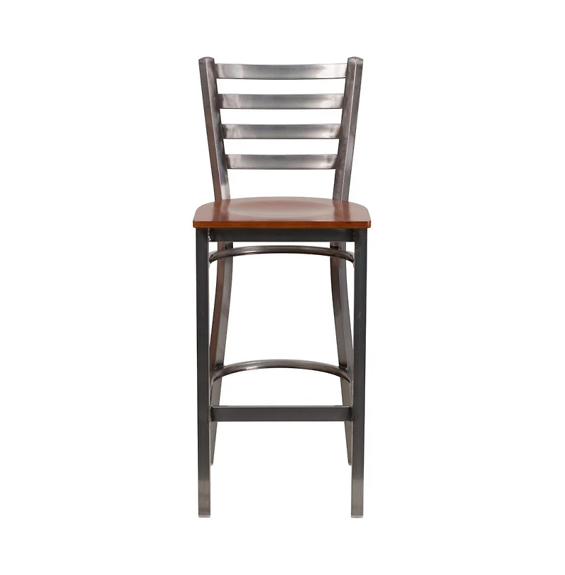 Clear Coated Ladder Back Metal Restaurant Dining Barstool