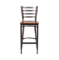Clear Coated Ladder Back Metal Restaurant Dining Barstool