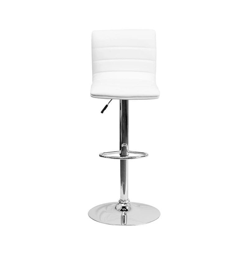 Coti Modern Channel Tufted Upholstered Height Adjustable Mid-Back Stool And Pedestal Base With Footrest