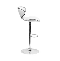 2 Pack Contemporary Cozy Mid-Back Vinyl Adjustable Height Barstool With Chrome Base