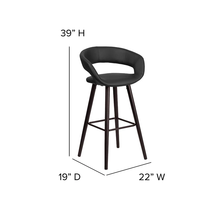 2 Pk. 29'' High Contemporary Vinyl Barstool With Cappuccino Wood Frame