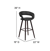 2 Pk. 29'' High Contemporary Vinyl Barstool With Cappuccino Wood Frame